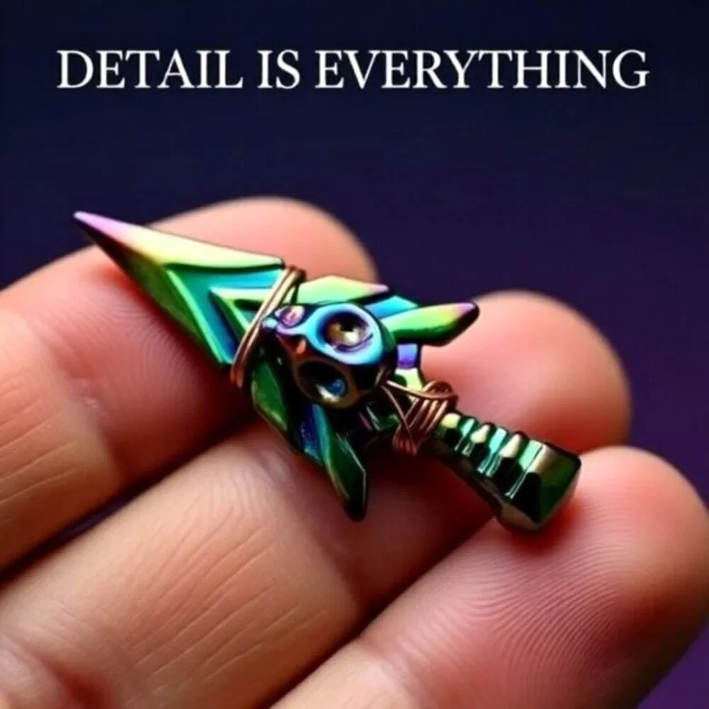 Electroplated Arrowhead + Skull Pendant - Peacock Colors - Spunky Energetic Vibe